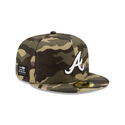 Green Atlanta Braves Hat - New Era MLB Armed Forces Weekend 59FIFTY Fitted Caps USA3617820